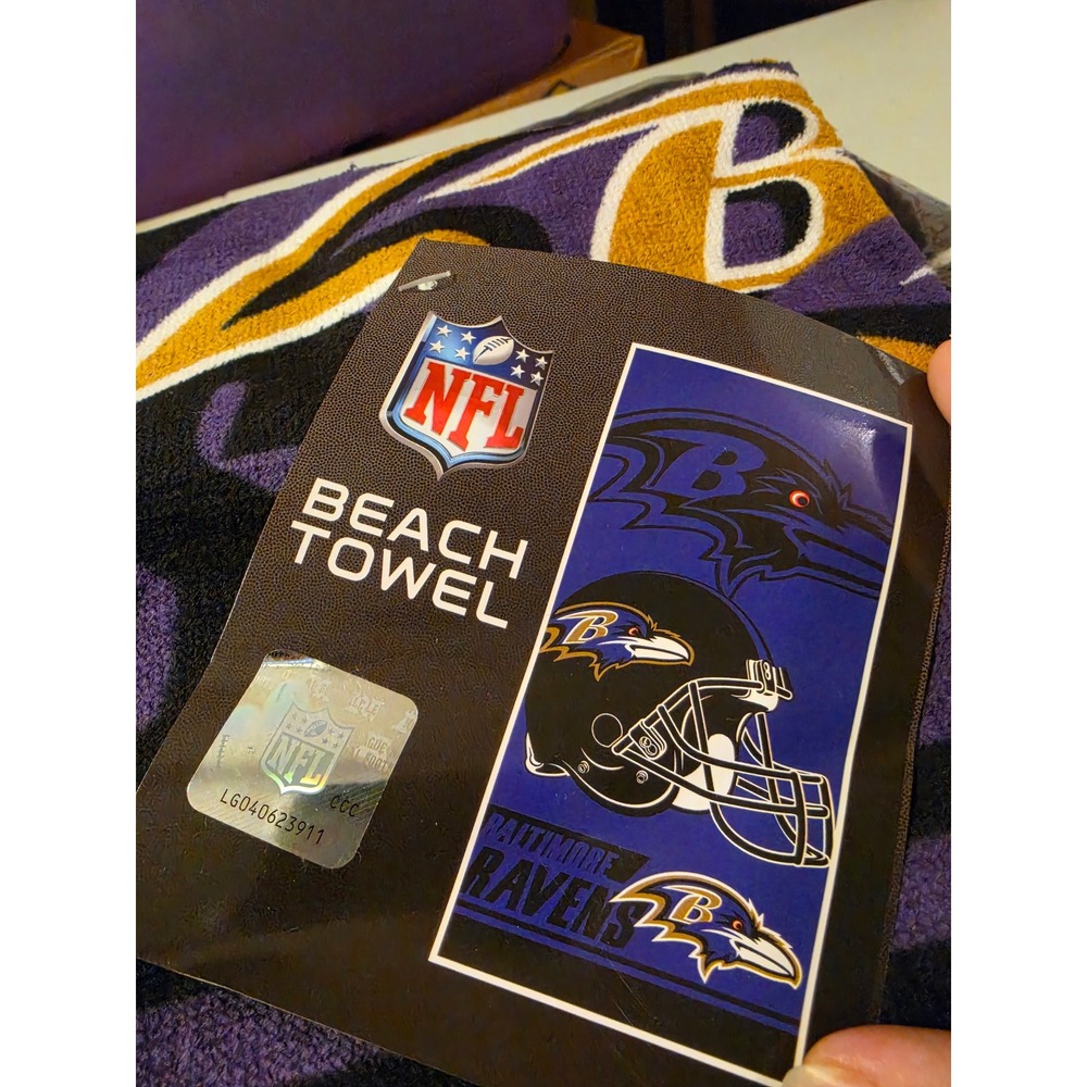 2 NFL Baltimore Ravens Beach Towel 28x58 Cotton Northwest Group Purple Black New
